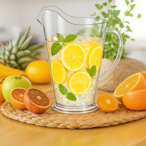 Tessco 12 Pcs Plastic Pitchers 60 Oz Clear Water Beer Jug Large (Stylish)