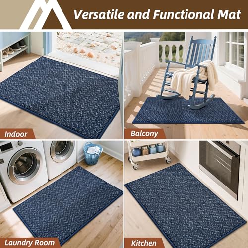 Dirt Trapper Door Mat 32"x48" Non Slip Washable Navy Blue (128 Sq Ft)