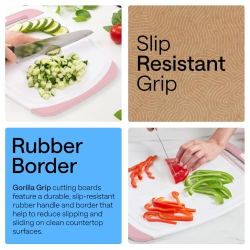 BPA Free Reversible Kitchen Cutting Board (Pink/White / Large (Pack of 3))