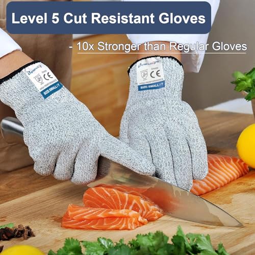 Cut Resistant Gloves Food Grade Level 5 Protection (Medium (Pack of 3) / Original)