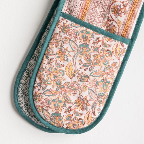 Double Oven Mitts 100% Cotton Double Oven Glove (047 - Nila / 7" x 35" (Double Oven Mitt))