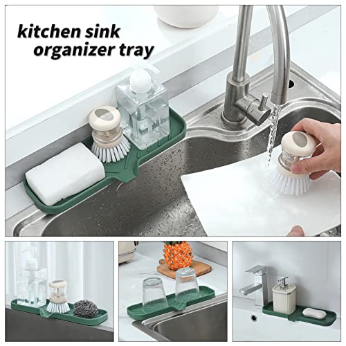 Silicone Soap Dish with Drain Spout (Green / L(12"×4"))