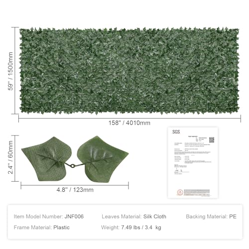 Artificial Ivy Privacy Fence Screen (Ivy with Green Mesh Backing / 59 x 158 inch)