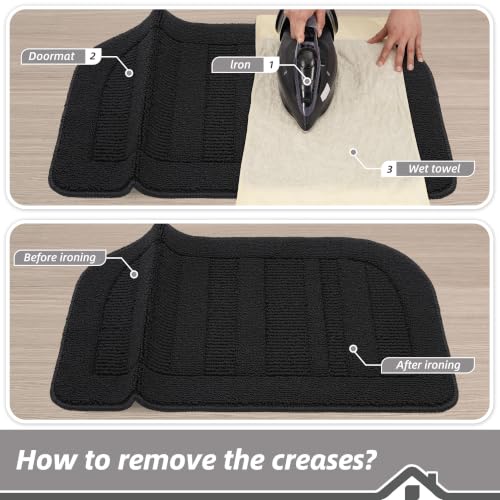 24x60 in Kitchen Rugs Non Slip Washable Kitchen Runner Rug (2' x 5' (Semicircular) / Black)