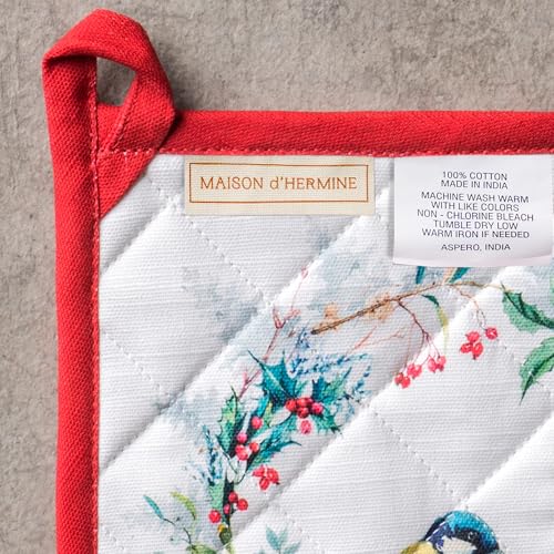 100% Cotton Oven Mitt & Pot Holder Set (110 - Morzine / 7.5" x 13" & 8" x 8" (Oven Mitt & Pot Holder))
