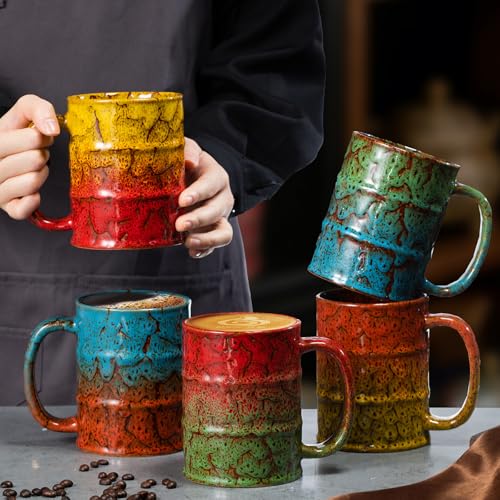 Coffee Mug 20 Oz Coffee Cups Ceramic Tea Cup Large Coffee Mug for Office and Home (Brown and Yellow)