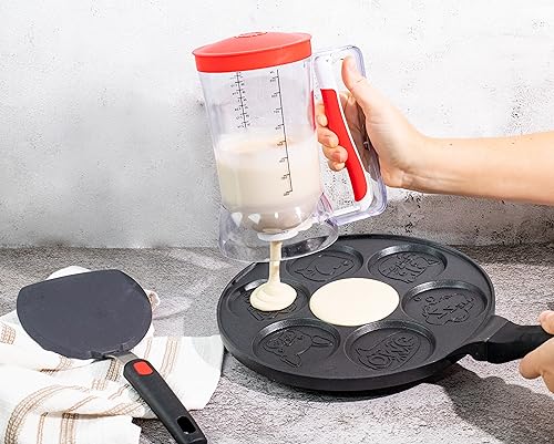 Mess Free Pancakes Pourer & Cupcake Batter Dispenser (Red)