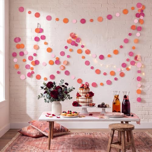 10 Pieces Dot Garland Banner Hanging (Pink and Orange)