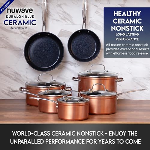 Healthy Duralon Blue Ceramic Nonstick Cookware Set (Metallic Rustic Copper / 12pc Cookware Set / Cookware Set)