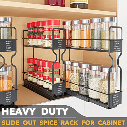 Pull Out Spice Rack Organizer for Cabinet (Two 2"W Drawers, 2-Tier)