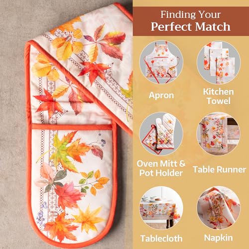 Double Oven Mitts 100% Cotton Double Oven Glove (056 - Amarante / 7" x 35" (Double Oven Mitt))