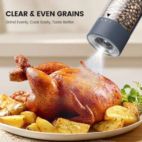 Electric Salt and Pepper Grinder Set (Slate Gray)