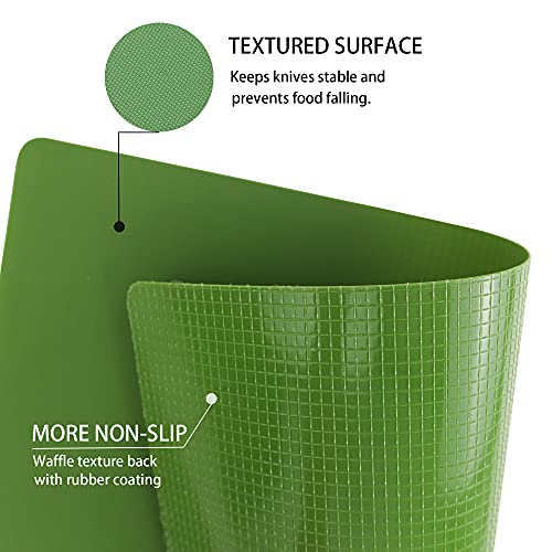 Flexible Plastic Cutting Board Set of 3 Gradient Color (Green)