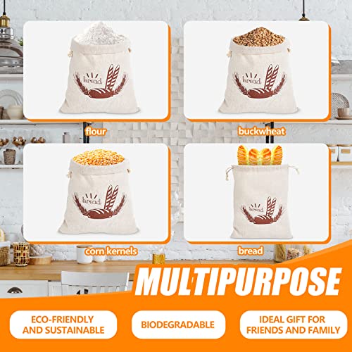 20 Pcs Linen Bread Bag for Homemade Bread Reusable 2 Sizes 10" x 12" and 11" x 17" Unbleached Container Drawstring Natural Bags Storage for Food Baking Kitchen Sandwich Bakery Picnic Wedding