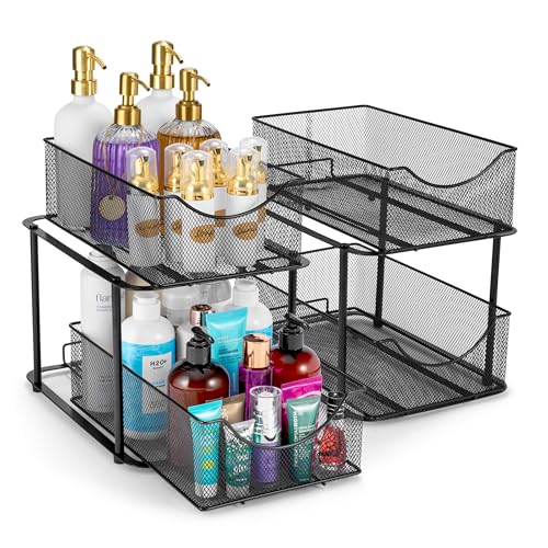 Pull Out Under Sink Organizer (2 Pack / Black)