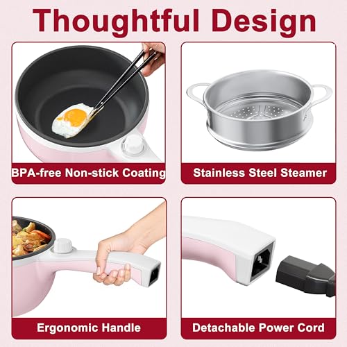 Electric Pot with Steamer (1.5 L (With Steamer) / Pink 2)