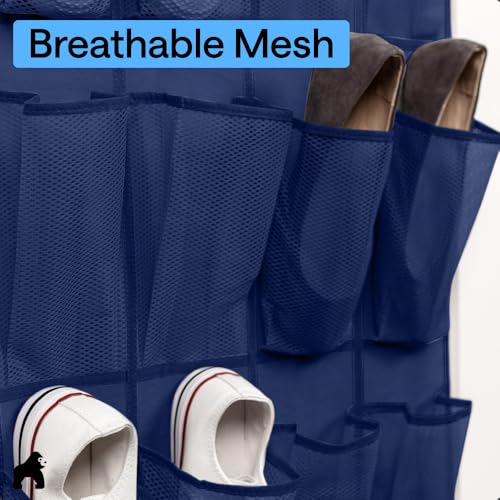 Over the Door Shoe Organizer (Navy / 24 Pockets/4 Hooks)