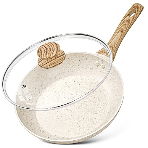 10 Inch Nonstick Frying Pan with Lid (White Granite / 10 Inch)