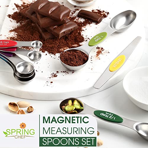 Stainless Steel 8 Magnetic Measuring Spoons (Multicolor / 2-Pack)