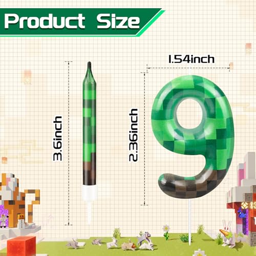 13 Pcs Dynamite Candles 12 TNT Themed Birthday Cake Candles and Number 9 Candle Cake Topper for Pixel Theme Birthday Party Anniversary Party Dynamite Theme Party Video Game Party Supplies (13 Count)