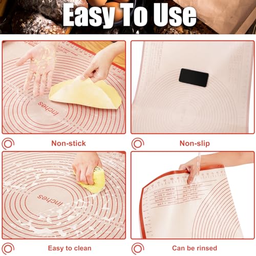 Silicone Pastry Mat 36x24 Inch Nonstick Baking Mat (Red / 24"L x 36"W)