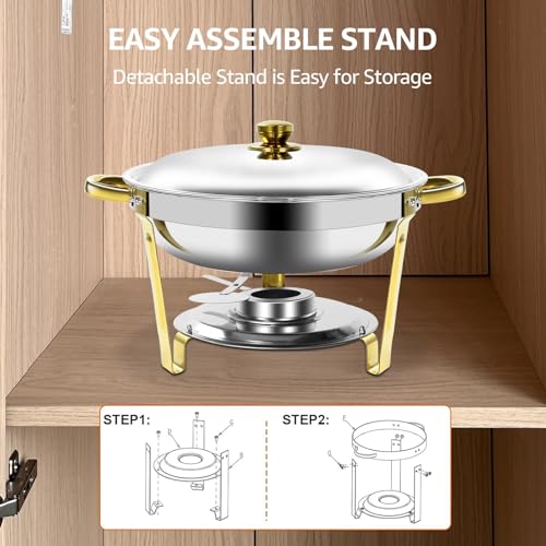 Gold & Silver Chafing Dishes for Buffet with Lid 5QT (6 PACK)