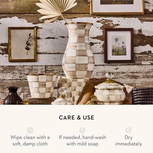Enamel Tall Vase (Mocha Check)