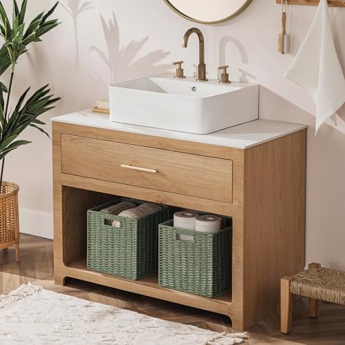 3 Pack Wicker Basket (Cube-3pack 11"×11"×10.5" / Green)