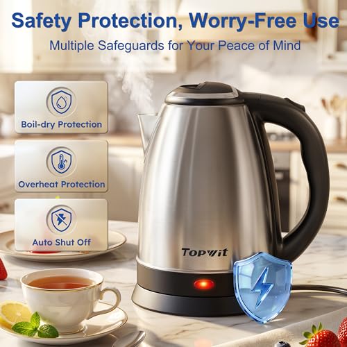 2.0L Stainless Steel Electric Kettle (2.1 Quarts / F(Stainless Steel-Silver))