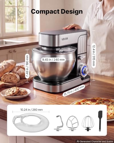 7.4 Qt Tilt Head Stand Mixer 500W Electric Dough Mixer (7.4 QT)