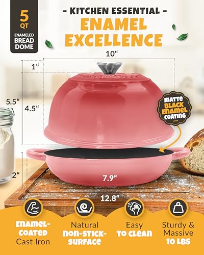 5 QT Bread Oven for Sourdough Baking with Lid & Baking Tool Set (Pink / 5QT Dome)