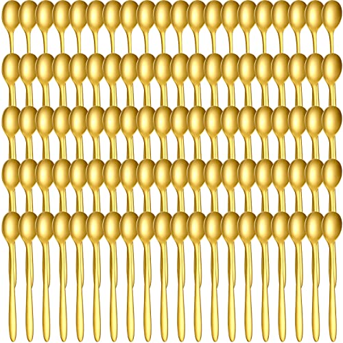 100 Pack Stainless Steel Demitasse Espresso Spoons (Gold / Classic Style)