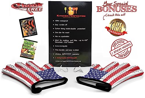 XL Silicone Smoker BBQ Gloves (Us Flag / X-Large)