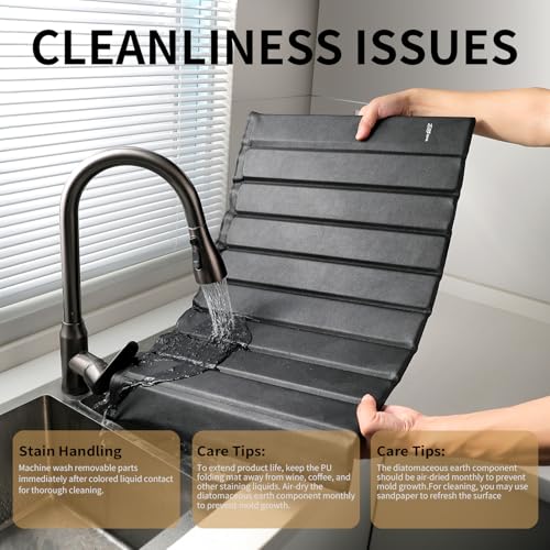 Stone Drying Mat for Kitchen Counter (PU-Black)