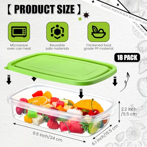 18 Pcs 33 oz Plastic Food Storage Containers with Lids (Green)