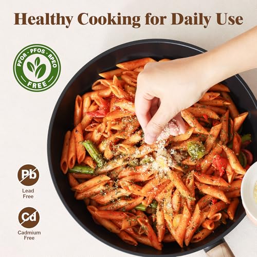 20Pcs Nonstick Pots and Pans Set (Midnight Black / L)