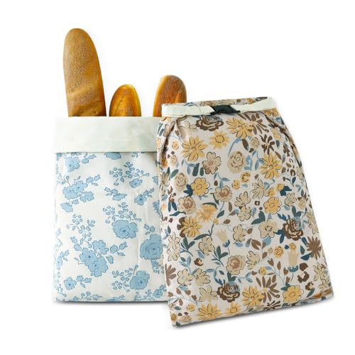 Beeswax Bread Bags for Homemade bread (Yellow & Blue)