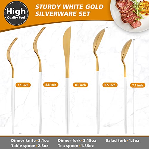 Matte White Gold Silverware Set (Whitegold / 40-piece)