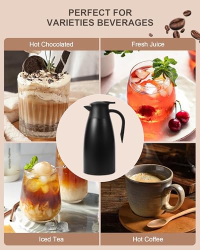 70Oz Thermal Coffee Carafe for keeping hot (Black/Black / 70 Ounces)