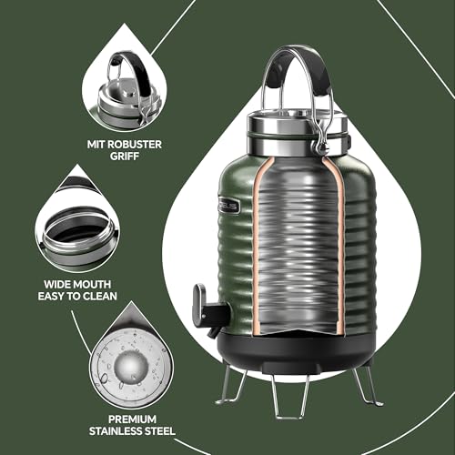 Insulated Beverage Dispenser 1.4gal (Green for camping / 179.2 Ounces)