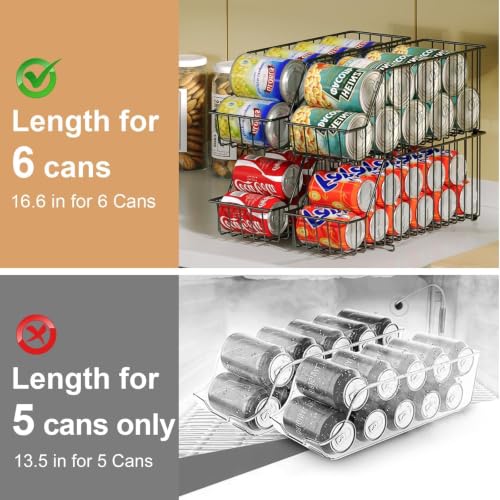 6 Pack Can Storage Organizer for Pantry (6 Pack - 6-Tier / Black)