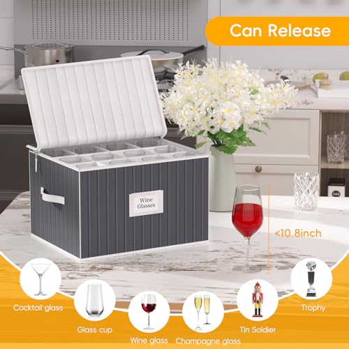 Wine Glass Storage Box (Gray01 / 2 Pack Wine Glass Storage (Gray))
