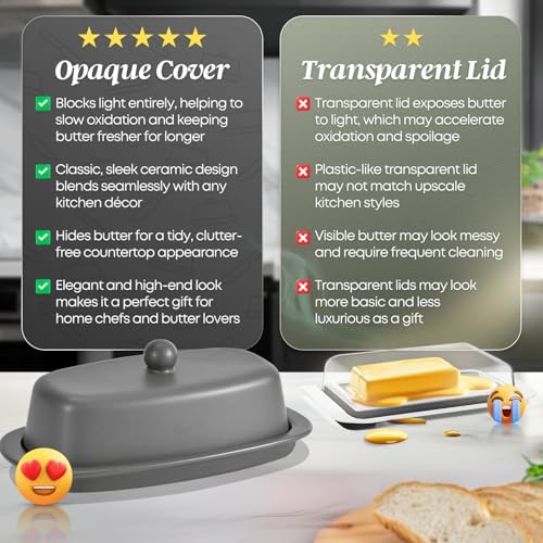 Standard Ceramic Butter Dish with Lid for Countertop (Gray / Standard)