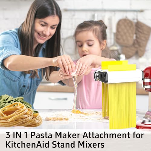 Pasta Maker Attachment for All Kitchenaid Mixers (Black-White)
