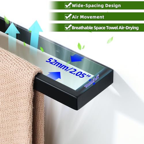 12 Inch Hand Towel Holder Black Towel Bar for Bathroom Wall Mounted (Black / 12-Inch)