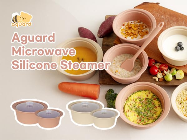 Microwave Silicone Steamer for Baby Food (Creme Brulee / 19oz (550ml))