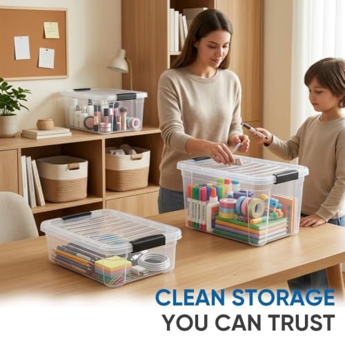 3.4 Quart Clear Plastic Storage Boxes with Lids (3.4 Quart)
