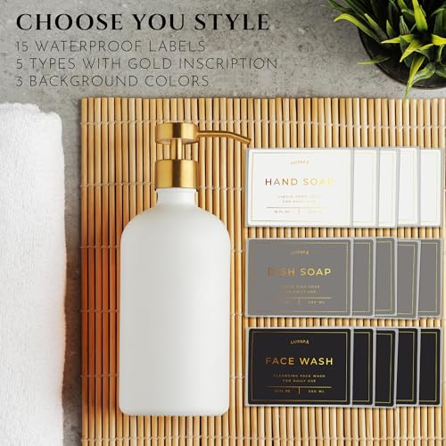 Glass Soap Dispenser Set of 2 (White/Gold)
