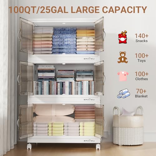 400Qt Stackable Storage Bins with Lid (4 Count)