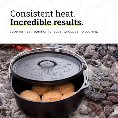 Pre Seasoned Cast Iron Camp Dutch Oven (6 Quart / Boy Scouts)